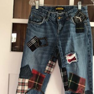 Rugby jeans with patches